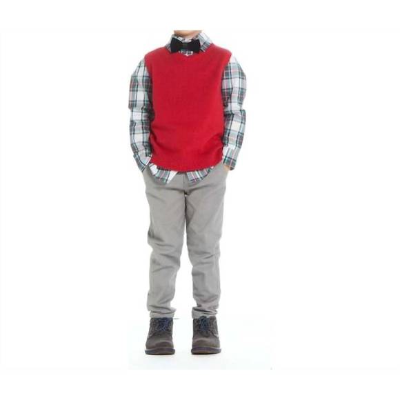 NEW ANDY & EVAN boys holiday button down and pant set in multi - Picture 1 of 2